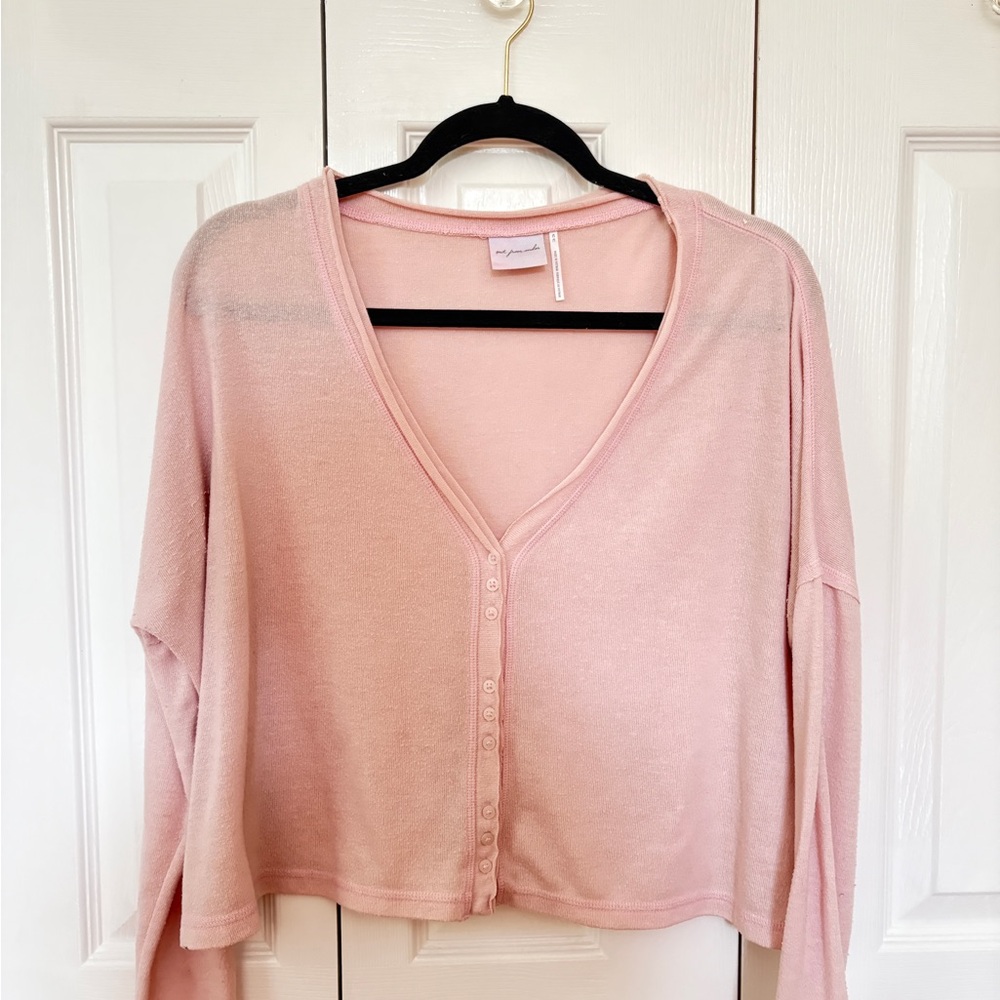 Urban Outfitters Pink Long Sleeve Crop Blouse